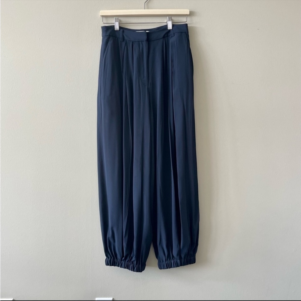 Tibi Eco Silk Pleated Balloon Pants in Navy - Picture 3 of 6